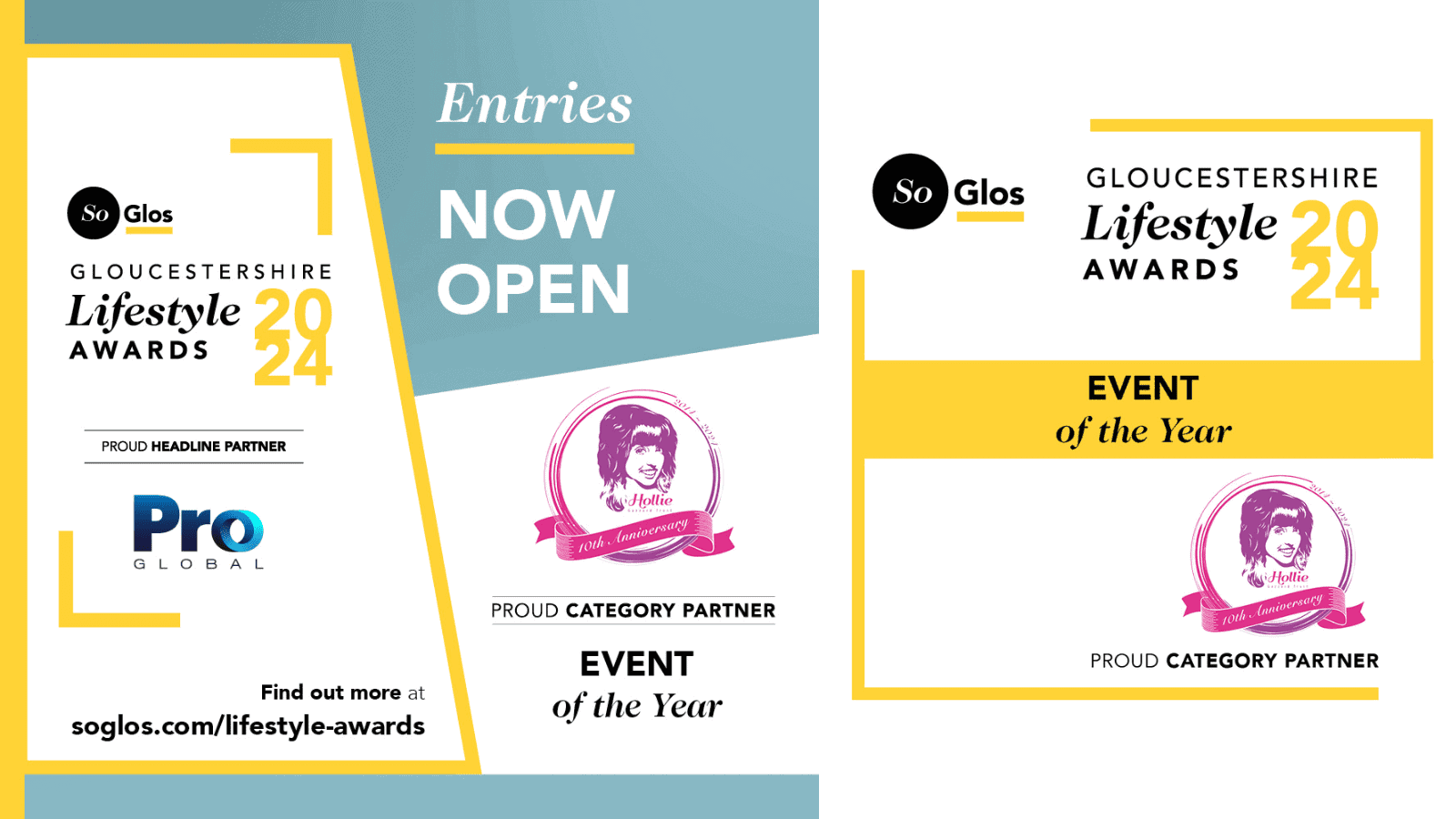 Celebration of the Gloucestershire Lifestyle Awards 2024, highlighting the event of the year with categories, partners, and anniversary branding, showcasing local excellence and community recognition.