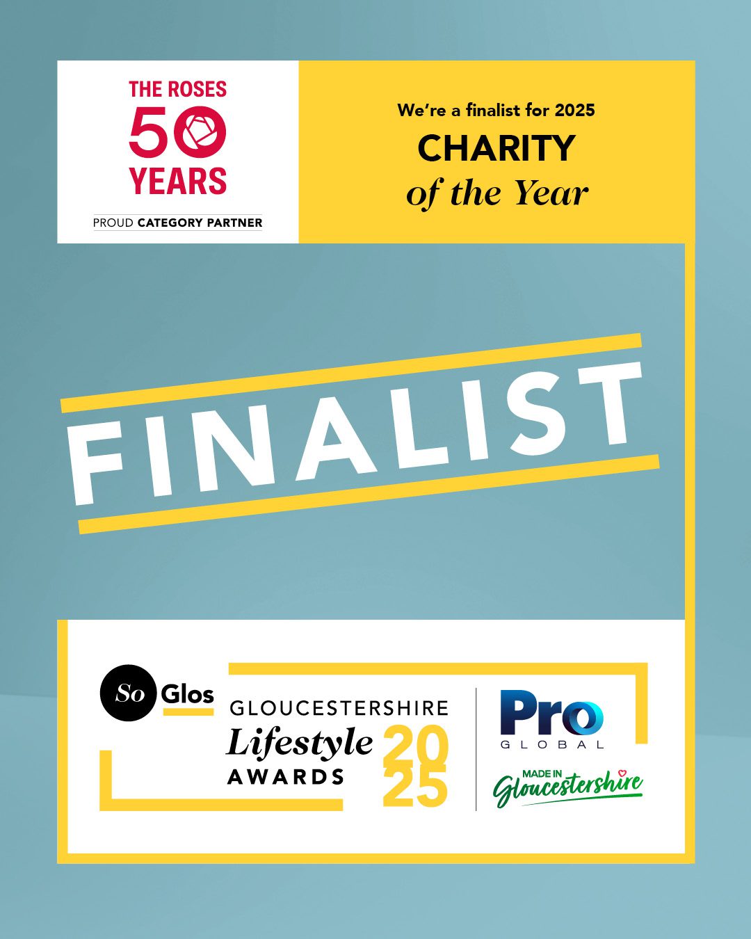 Nominated for Charity of the Year at SoGlos Gloucestershire Lifestyle Awards 2025